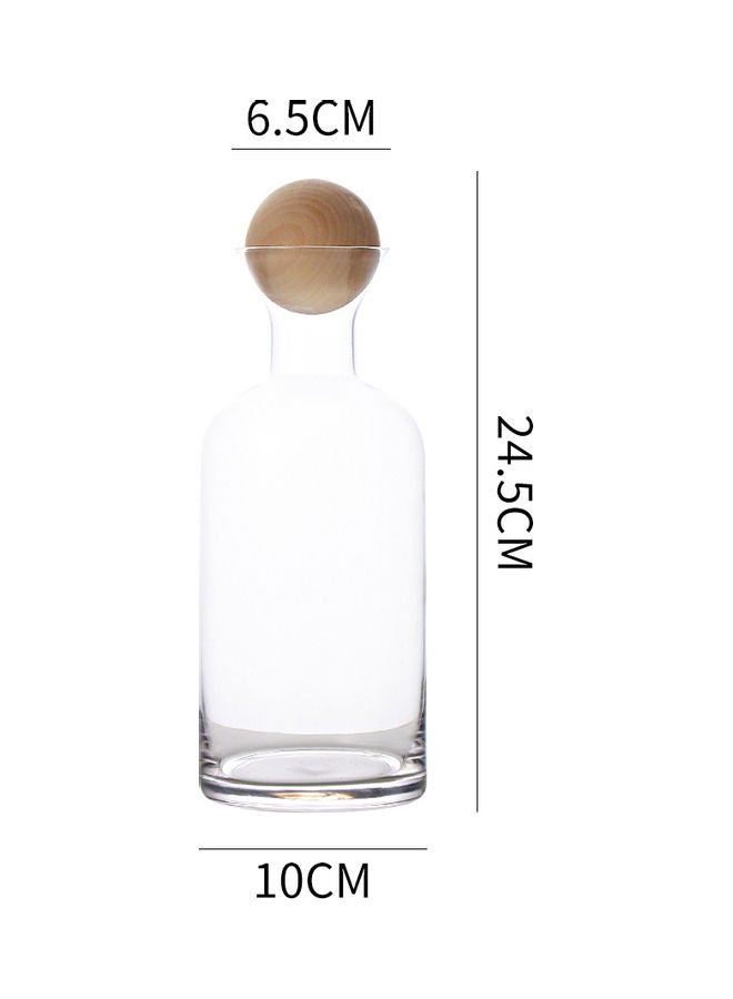 Retro Nordic Glass Straight Pot With Wooden Stopper Clear 10x10x24.5cm - Image 4