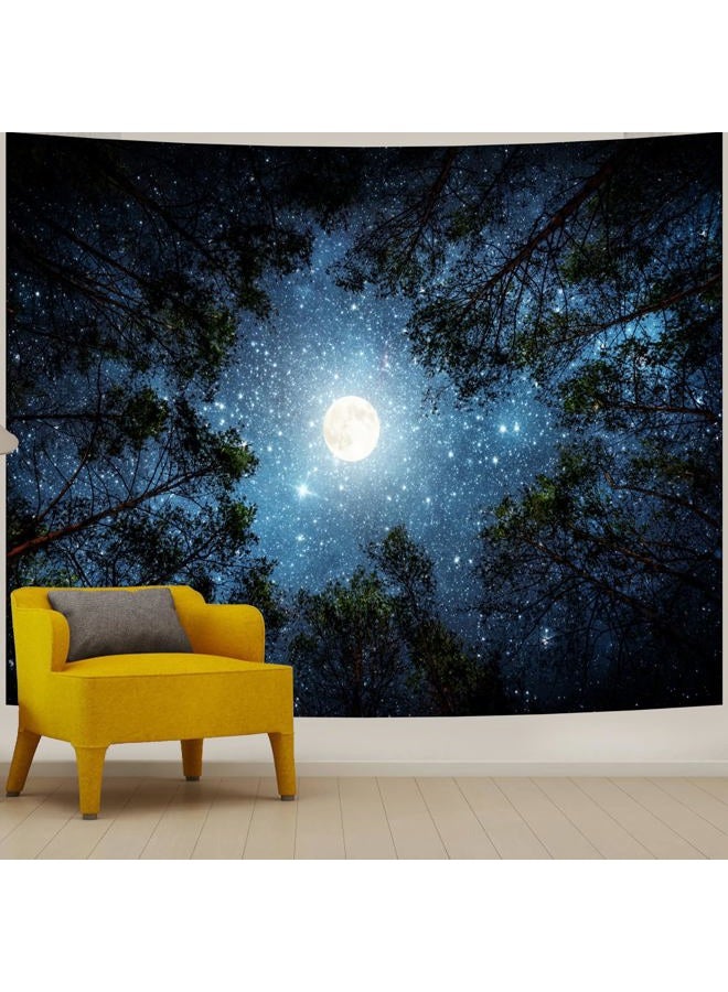 Apdidl Extra Large Galaxy Forest Tapestry for Bedroom Ceiling, Big Space Night Starry Sky Blue Tapestry Aesthetic, Oversized Milky Way Moon Stars Backdrop Wall Hanging for Dorm Living Room Decor (98"X118") - Image 1