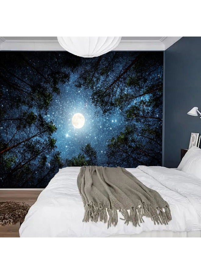 Apdidl Extra Large Galaxy Forest Tapestry for Bedroom Ceiling, Big Space Night Starry Sky Blue Tapestry Aesthetic, Oversized Milky Way Moon Stars Backdrop Wall Hanging for Dorm Living Room Decor (98"X118") - Image 2