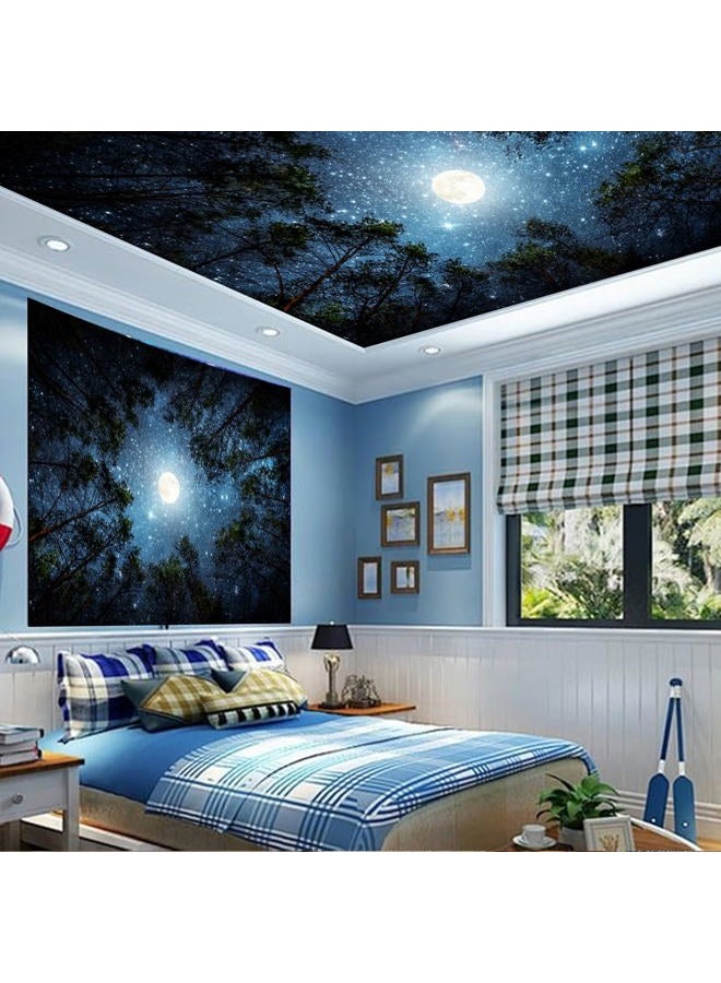 Apdidl Extra Large Galaxy Forest Tapestry for Bedroom Ceiling, Big Space Night Starry Sky Blue Tapestry Aesthetic, Oversized Milky Way Moon Stars Backdrop Wall Hanging for Dorm Living Room Decor (98"X118") - Image 3