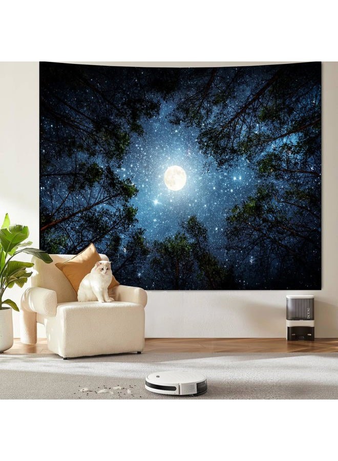 Apdidl Extra Large Galaxy Forest Tapestry for Bedroom Ceiling, Big Space Night Starry Sky Blue Tapestry Aesthetic, Oversized Milky Way Moon Stars Backdrop Wall Hanging for Dorm Living Room Decor (98"X118") - Image 4