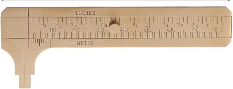 Brass Vernier Caliper 80mm Single Scale Pocket Sliding Measuring Tool for Jewelry Walnut Bracelet - Image 1