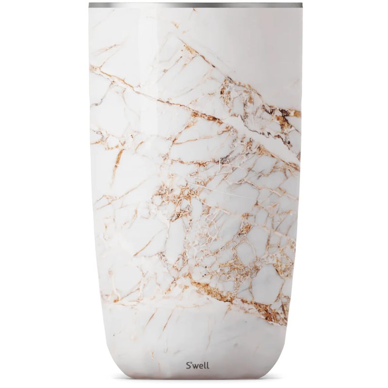 S'well Swell Stainless Steel Wine Chiller Holds 750ml Bottle Calacatta Gold Triple Layered Vacuum Insulated Container Keeps Bottles Chilled for Longer BPA Free Barware