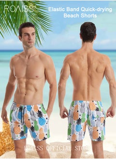 roaiss Men Beach Shorts Fashionable Printed Quick Dry Fabric Loose Fit for Body Enhancement Men Mid Length Swim Trunks & Beach Pants  - Image 3