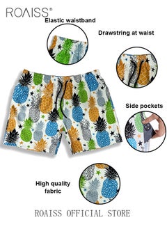 roaiss Men Beach Shorts Fashionable Printed Quick Dry Fabric Loose Fit for Body Enhancement Men Mid Length Swim Trunks & Beach Pants  - Image 2