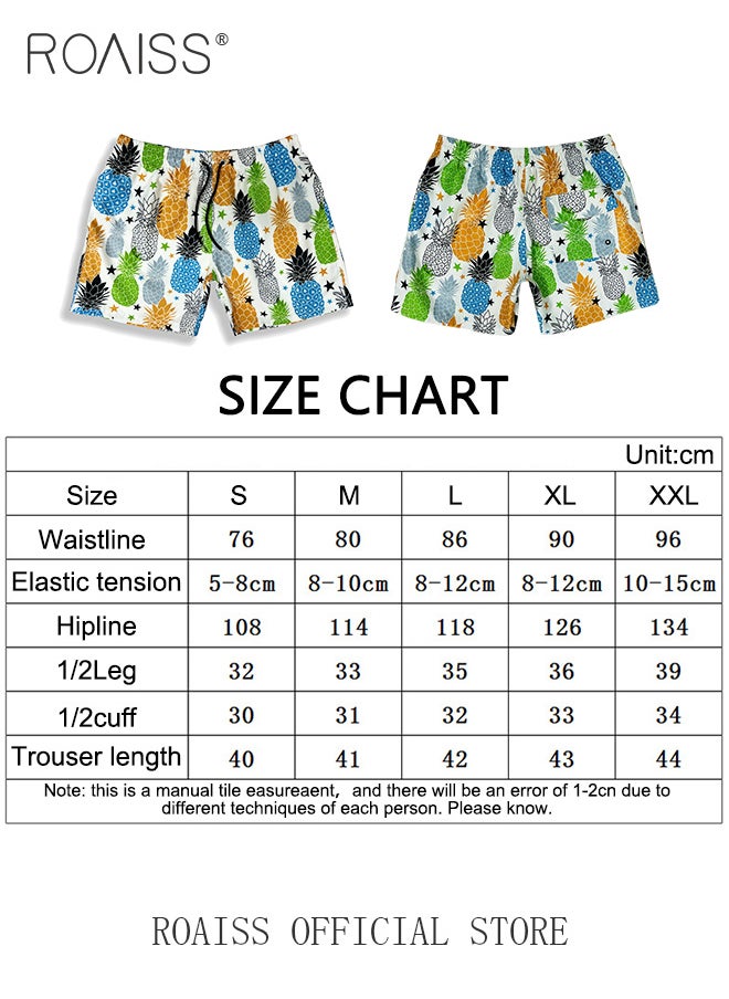 roaiss - Men Beach Shorts Fashionable Printed Quick Dry Fabric Loose Fit for Body Enhancement Men Mid Length Swim Trunks & Beach Pants - Image 1