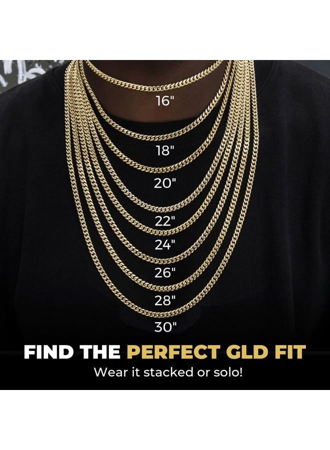 GLD سلسلة حبل - سلسلة كوبية مطلية بالذهب مع حقيبة سفر حصرية - قفل مقاوم للماء، مقاوم للعرق ومقاوم للتلاشي - جودة مدى الحياة، مصممة في ميامي، 22 بوصة - Image 5