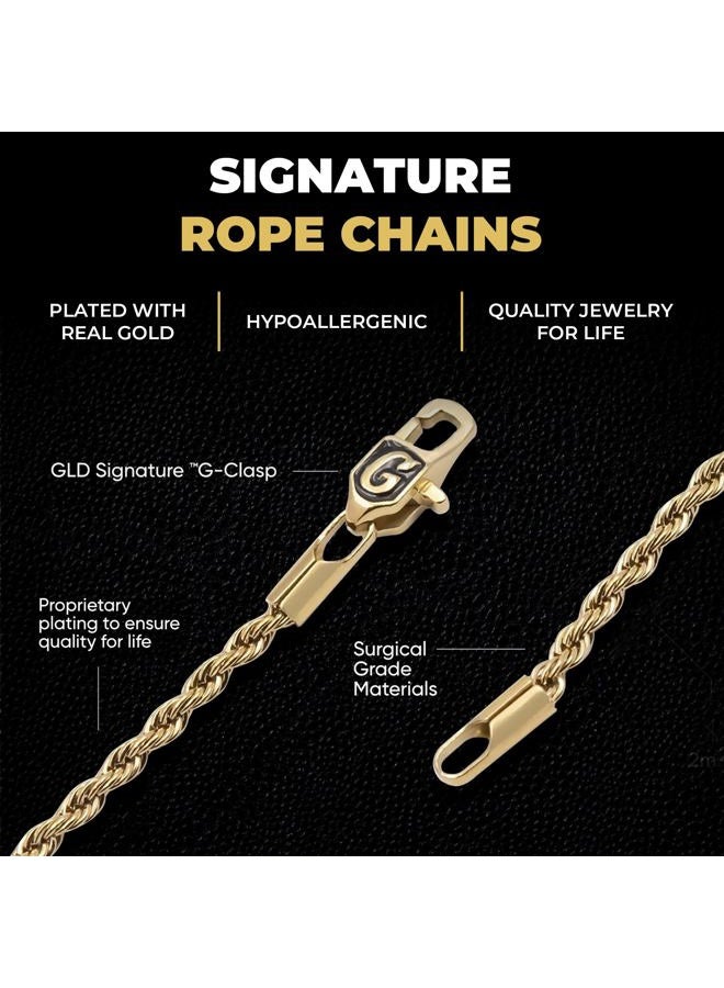 GLD سلسلة حبل - سلسلة كوبية مطلية بالذهب مع حقيبة سفر حصرية - قفل مقاوم للماء، مقاوم للعرق ومقاوم للتلاشي - جودة مدى الحياة، مصممة في ميامي، 22 بوصة - Image 3