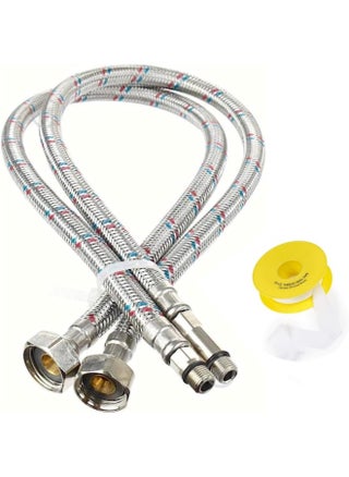 Tap Connector Flexi Pipes 2Pcs Single-Head Hose With Teflon Tape, High-Pressure Explosion-Proof Single-Hole Hot And Cold Water, Suitable For Sink Faucet Pointed Water Inlet (45 Cm) - pzsku/ZB92EF9A00DA9407AB3F0Z/45/1746196863/638d3182-8f57-4db3-a9f8-40e18af5db3c