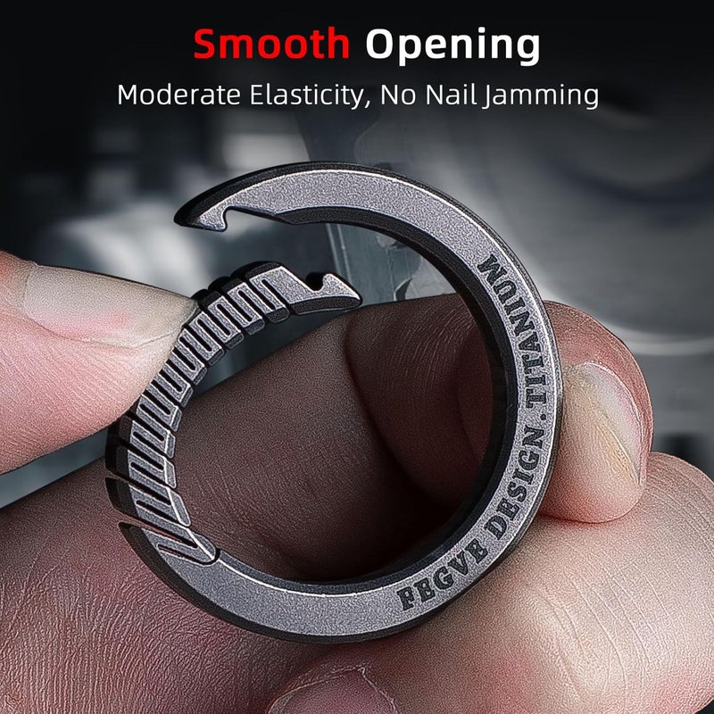 FEGVE Keychain Carabiner Clip with 2 Titanium Key Rings, Quick Release Keychain Men Key Chain Holder Hook (Grey) - Image 3