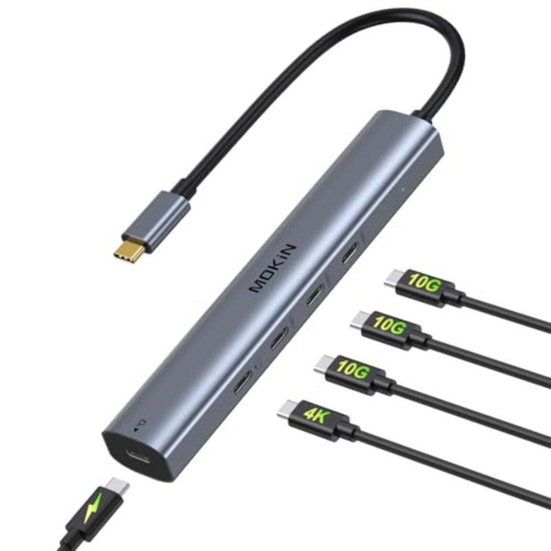 USB C Hub 10Gbps, USB C Splitter with 4K@60Hz Video Output, 100W PD Charging, Data Transfer, USB4 Multiport Dongle for MacBook Pro, iPad Pro and Type-C Devices - Image 1