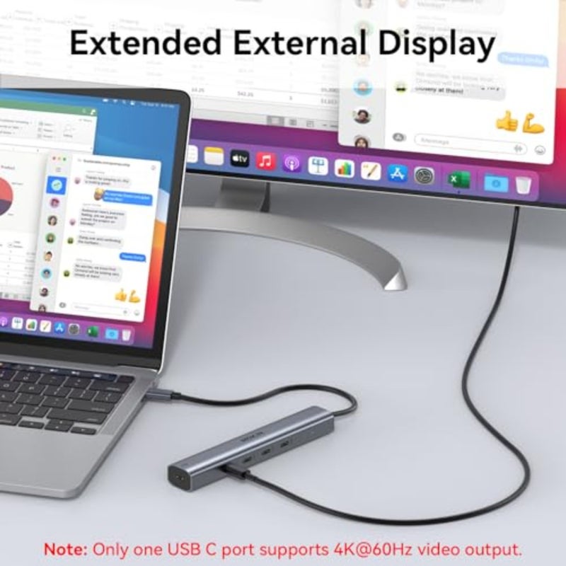 USB C Hub 10Gbps, USB C Splitter with 4K@60Hz Video Output, 100W PD Charging, Data Transfer, USB4 Multiport Dongle for MacBook Pro, iPad Pro and Type-C Devices - Image 3