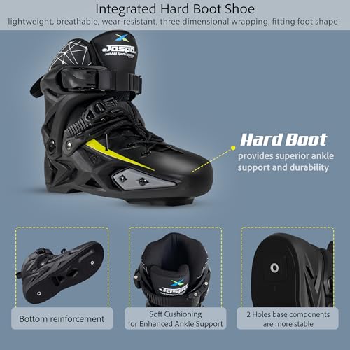 jaspo Hylux Inline Skating Shoes for Men & Women, Soft Padding, Hard Shell, Aluminium Frame, 80mm Wheels, ABEC-7 Bearings | 4-Wheel Skating Shoes, Multi - Image 2