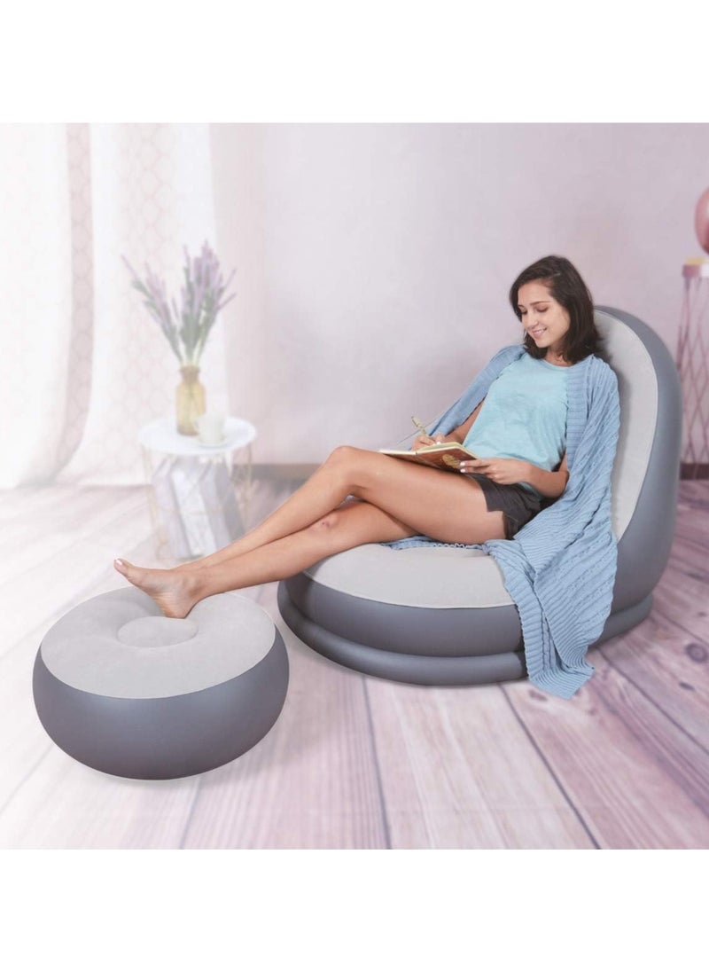 DubaiGallery - Inflatable lounge chair with Extra foot mat, multi-function purpose with air pump 2-in-1 air nozzle design makes it inflate and deflate quickly - Image 1