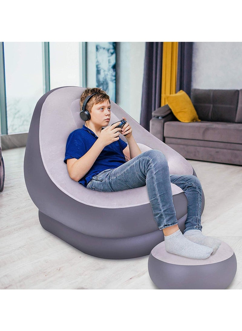 DubaiGallery - Inflatable lounge chair with Extra foot mat, multi-function purpose with air pump 2-in-1 air nozzle design makes it inflate and deflate quickly - Image 1