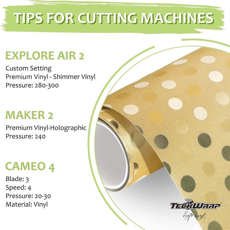 TECKWRAP Spot Glitter Vinyl Adhesive Craft Vinyl,1ftx5ft,Gold - Image 2
