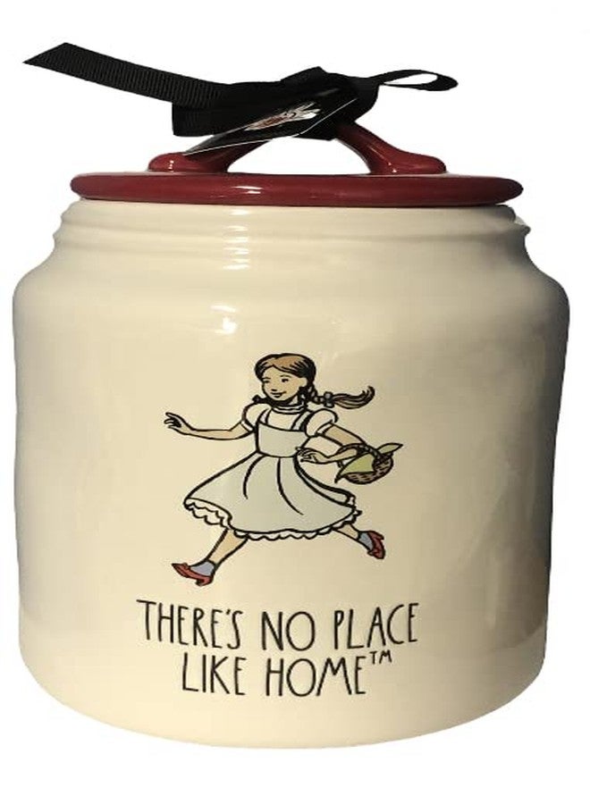 Rae Dunn Artisan Wizard of Oz Theme Canister THERE'S NO PLACE LIKE HOME Canister w/ Red Lid and DOROTHY Image - Image 1