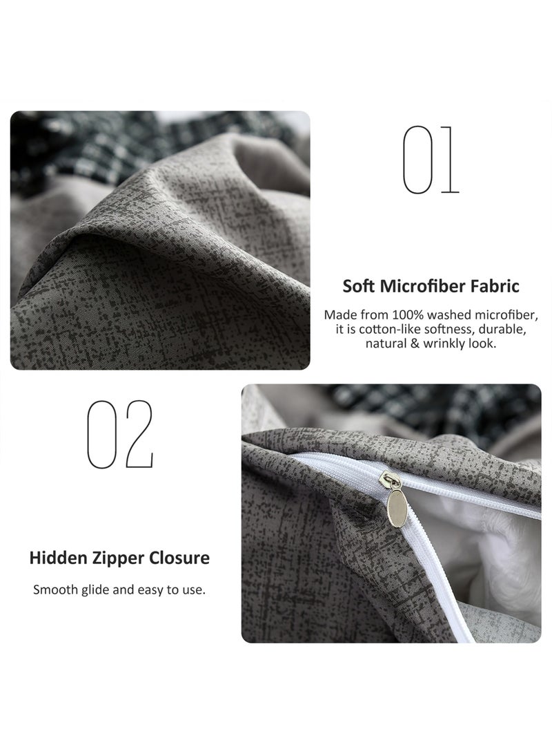 ZERIFAM 4 Pieces Duvet Cover Set, Soft Microfiber Comforter Cover with Zipper Closure, 3 Pieces Include 1 Duvet Cover 200x230cm and 2 Pillow Shams, Full Size - Image 2
