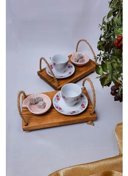 2 Piece Rope Decorative Wooden Presentation Tray Set