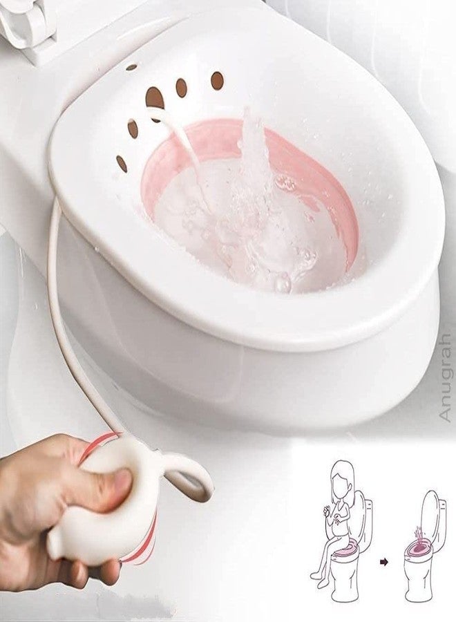 FRENYEAR Sitz Bath Toilet Seat with Flusher | Folding Sitz Bath Tub for Pregnant Women | Postpartum Care, Hemorrhoids Recovery, Vaginal | Anal Inflammation Treatment -Portable Perineal Soaking Basin - Image 2