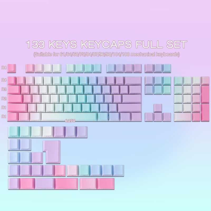 JOMKIZ Y2K Aesthetic 133 Key PBT Keycap Set, Cherry Profile, Side-Legend Shine Through, Dye-Sublimation for 60%, 65%, 75%, 100% Cherry MX Mechanical Keyboard - Image 2