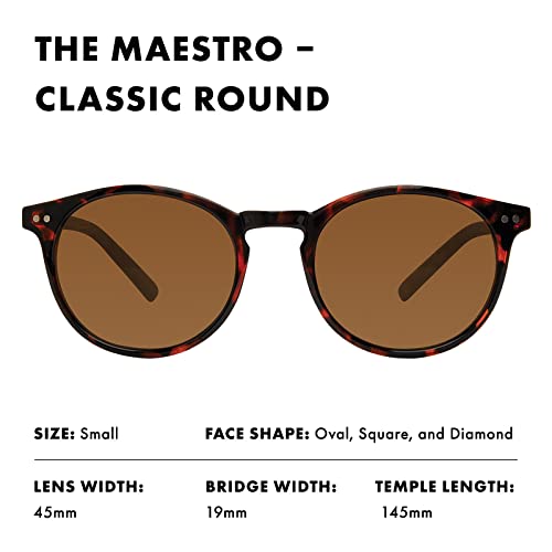 PRIVÉ REVAUX Prive Revaux The Maestro Classic Round Sunglasses – Handcrafted, Polarized,100% UV Protection – For Men & Women – Havana - Image 3