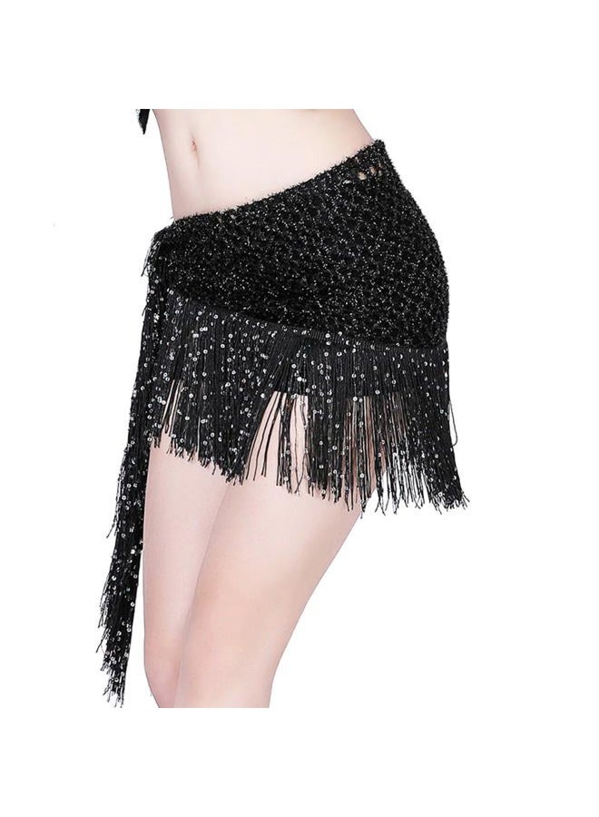 Nimiman Belly Dancing Belt Colorful Waist Chain Belly Dance Hip Scarf Belt, Black, One size - Image 1