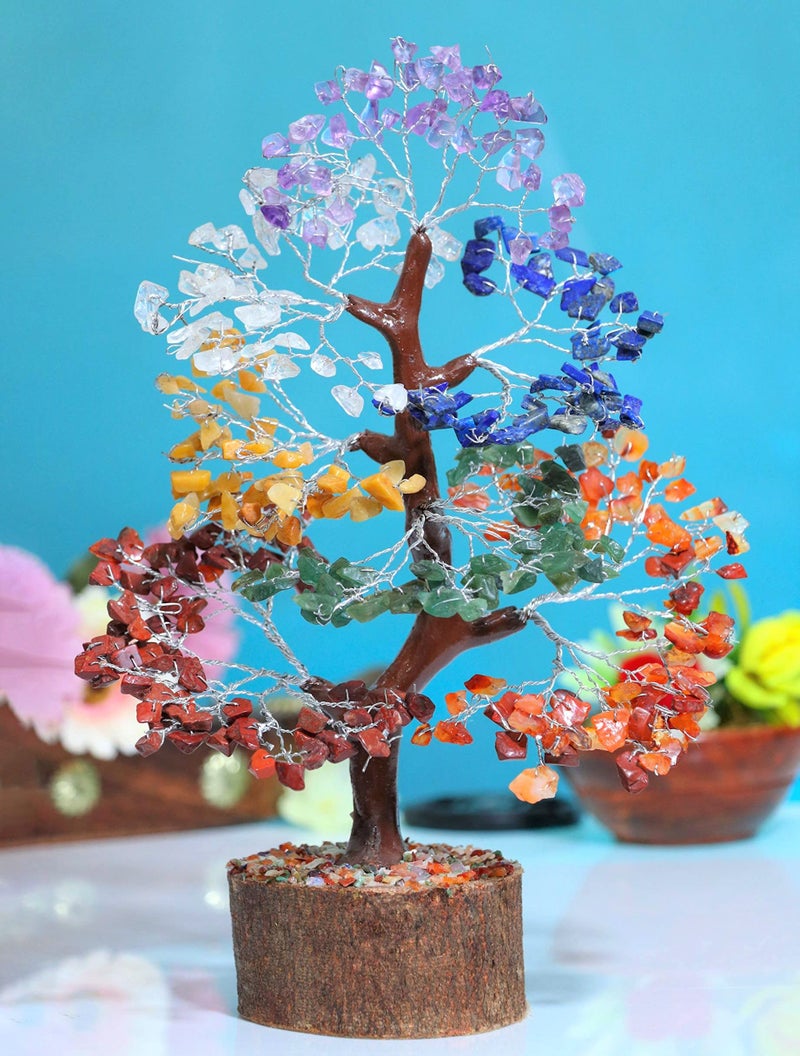 Crocon Seven Chakra Gemstone Tree Feng Shui Money Bonsai Positivity Home Decoration Ornament Healing Crystals (004) - Image 2