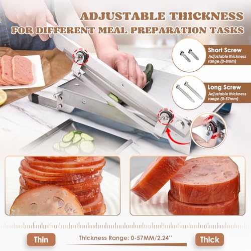 Moongiantgo Manual Frozen Meat Slicer Bone Short Rib Cutter Chicken Chopper Machine 13.5 Inch Double Blade Heavy Duty Guillotine Biltong Cutter for Korean BBQ Shabu Hot Pot (KD0288) - Image 4