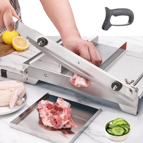 Moongiantgo Manual Frozen Meat Slicer Bone Short Rib Cutter Chicken Chopper Machine 13.5 Inch Double Blade Heavy Duty Guillotine Biltong Cutter for Korean BBQ Shabu Hot Pot (KD0288) - Image 1