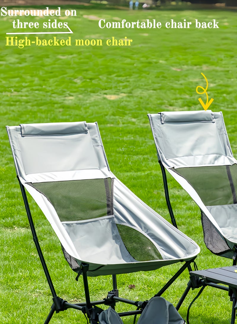 بيوتيفول كرسي قمري مربع مرتفع خارجي محمول بأربعة أرجل كرسي فضاء خارجي قابل للطي كرسي تخييم وصيد مرتفع - Image 1