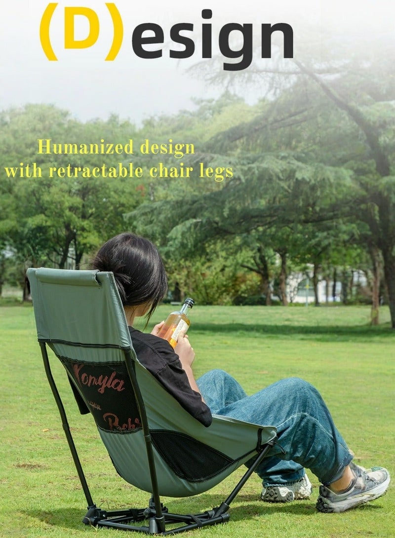 بيوتيفول كرسي قمري مربع مرتفع خارجي محمول بأربعة أرجل كرسي فضاء خارجي قابل للطي كرسي تخييم وصيد مرتفع - Image 3