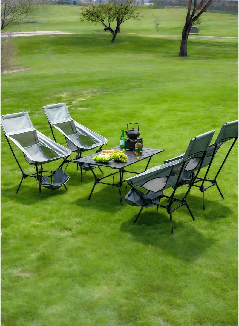 بيوتيفول كرسي قمري مربع مرتفع خارجي محمول بأربعة أرجل كرسي فضاء خارجي قابل للطي كرسي تخييم وصيد مرتفع - Image 5