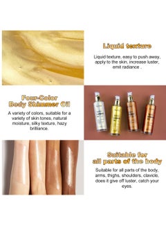 IKZEE Gold Body Shimmer Oil 100ml Body Shimmer Lotion Glow Oil Body Luminizer Oil Glow Lotion for Brightening Body Long Lasting Shimmering Body Oil for Body & Face No.02  - Image 5