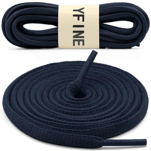 YFINE Oval Sports Shoe Laces: 2 Pairs 43 Inch Navy Blue Half Round Shoelaces for Sneaker Athletic Shoes - Image 2