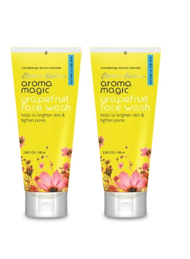 Aroma Magic Grapefruit Face Wash for Brightening & Pore tightening | with Lemon & Aloevera Extracts | Normal to Oily Skin | 100 ml | (Pack of 2) - Image 1