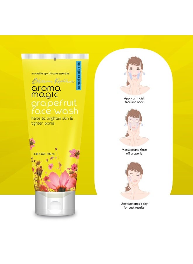 Aroma Magic Grapefruit Face Wash for Brightening & Pore tightening | with Lemon & Aloevera Extracts | Normal to Oily Skin | 100 ml | (Pack of 2) - Image 3