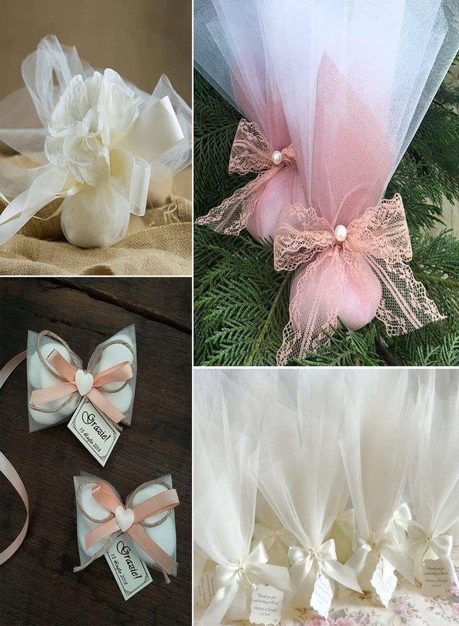 Sumshy 200 Pcs White Organza Tulle Circles, 9.25 Inch Round Organza Bags Jewelry Candy Pouch Christmas Wedding Party Favor Gift Bags - Image 5