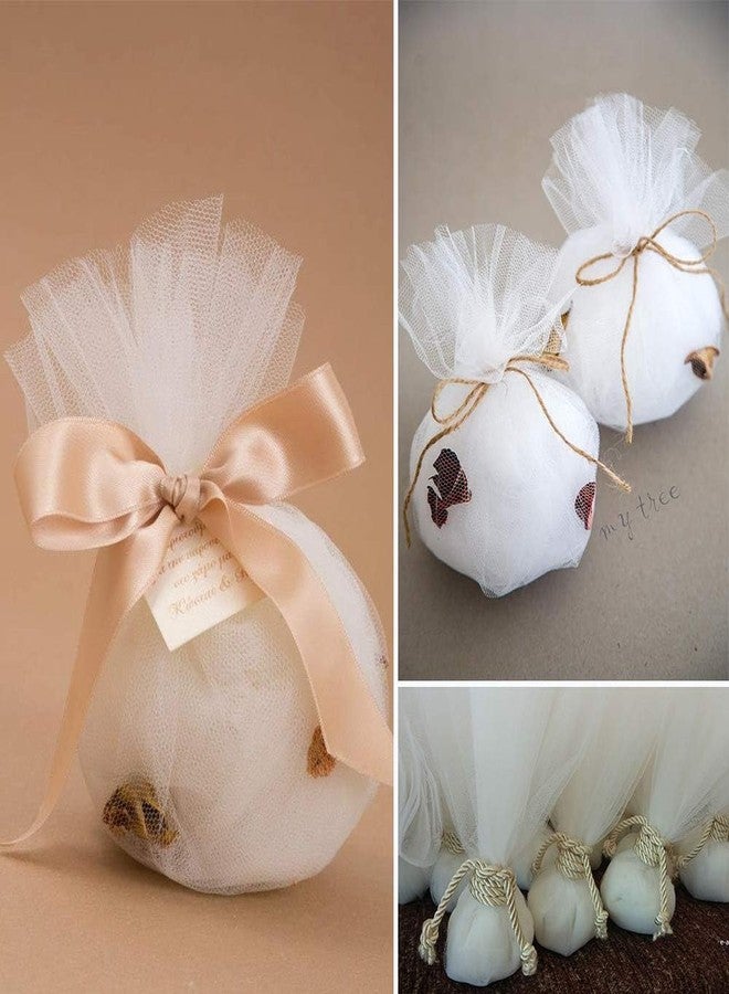 Sumshy 200 Pcs White Organza Tulle Circles, 9.25 Inch Round Organza Bags Jewelry Candy Pouch Christmas Wedding Party Favor Gift Bags - Image 4