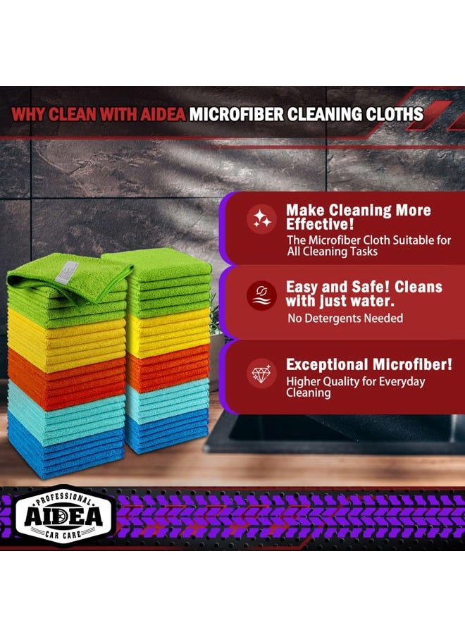 AIDEA - Microfiber Cleaning Cloths, 50PK, Microfiber Towels for Cars, Premium All Purpose Car Cloth, Dusting Cloth Cleaning Rags, Absorbent Towels for SUVs, House, Kitchen, Window, 12"×12" - Image 1