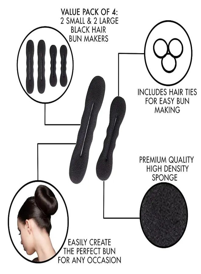 Ashkash 4pcs Solid Hair Bun Maker Minimalist Sponge Hair Styling Tool & 3pcs Hair Tie Elastic Headwear Hair Accessories Set - Image 3