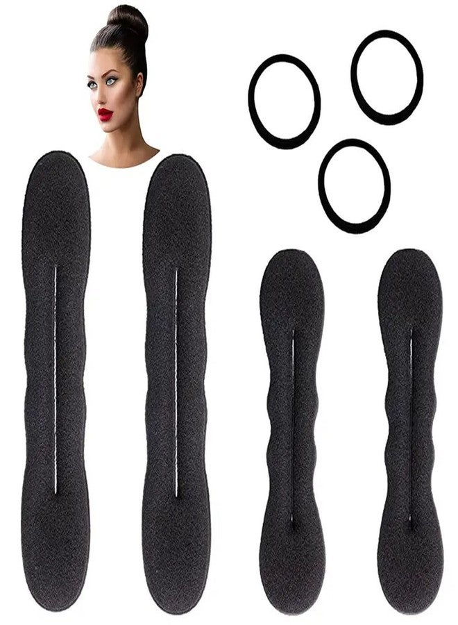 Ashkash 4pcs Solid Hair Bun Maker Minimalist Sponge Hair Styling Tool & 3pcs Hair Tie Elastic Headwear Hair Accessories Set - Image 1