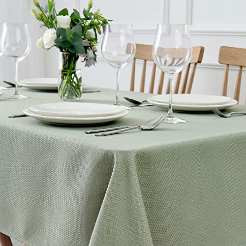 maxmill Jacquard Tablecloth Stain Resistant Waterproof Wrinkle Resistant Spillproof Washable Soft Textured Table Cloth for Dining Room, Indoor and Outdoor Use, Rectangle 60 x 140 Inch, Sage Green - Image 2