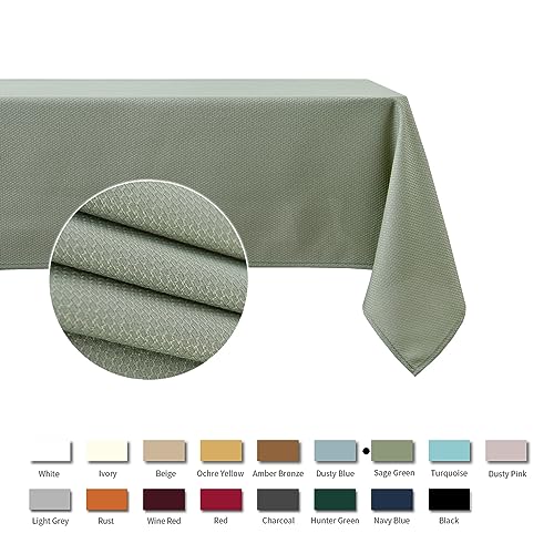maxmill Jacquard Tablecloth Stain Resistant Waterproof Wrinkle Resistant Spillproof Washable Soft Textured Table Cloth for Dining Room, Indoor and Outdoor Use, Rectangle 60 x 140 Inch, Sage Green - Image 3