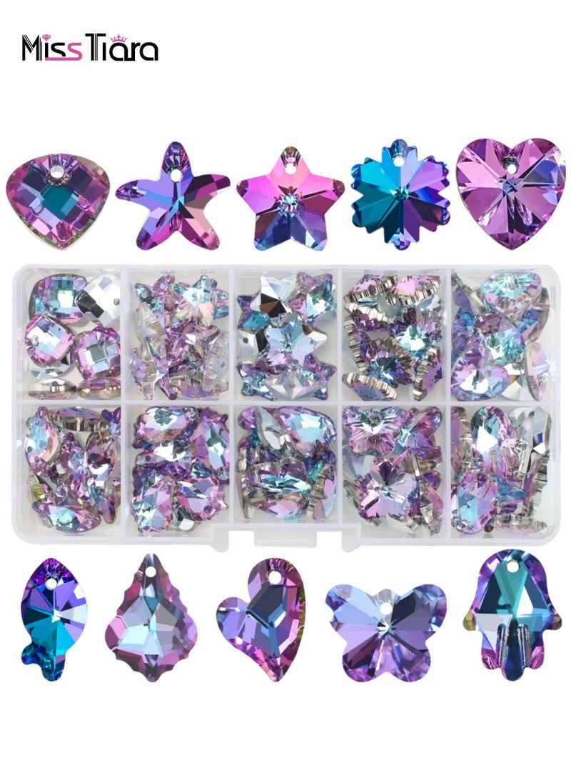 MissTiara 100pcs 10 types of Crystal Glass pendant Kit For Jewelry Bracelet Necklace And Art Craft  Include Butterfly Seashell starfish Ice flower etc.  - Image 1