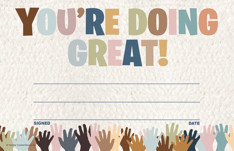 Teacher Created Resources Everyone is Welcome Youâ€™re Doing Great! Awards (TCR7136) - Image 1