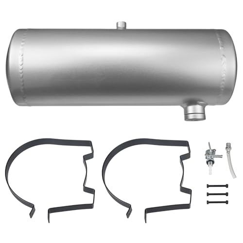 COEFEPIY 2 Gallon Minibike Gas Tank Fuel Tank Aluminum Cylinder 6 x 18" Center Fill minibike gas fuel tank For Golf Cart ,Motorcycle ,Dune Buggy ,mini bike ,go kart-Silver - Image 1