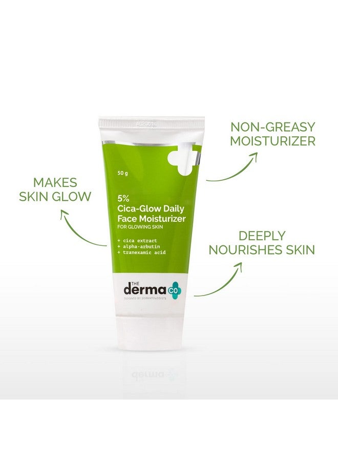 The Derma Co 5% Cica-Glow Daily Face Moisturizer with Alpha Arbutin & Tranexamic Acid | Makes Skin Glow | Evens Skin Tone | For All Skin Types | 50 g, Lotion - Image 3