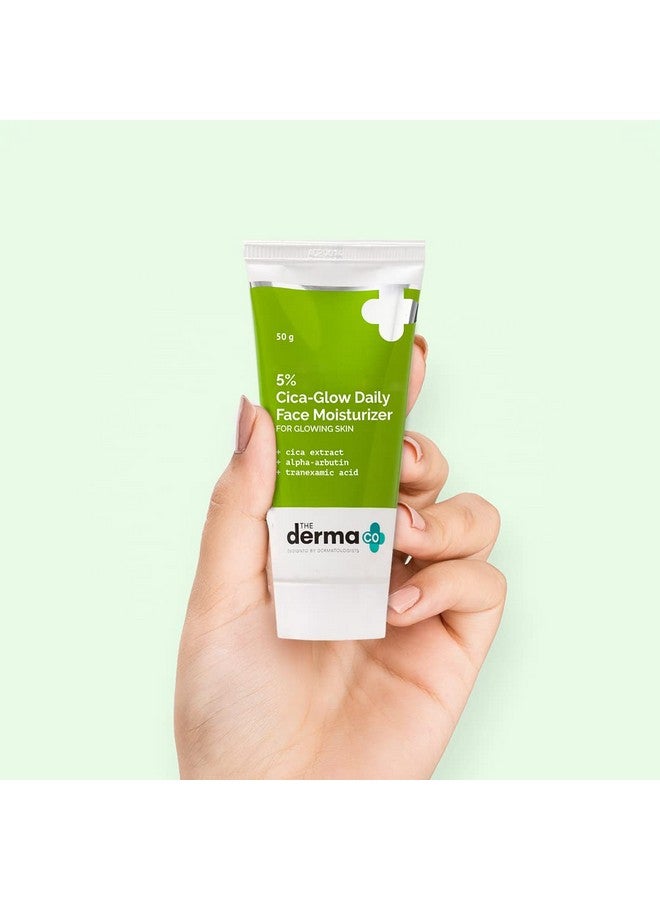 The Derma Co 5% Cica-Glow Daily Face Moisturizer with Alpha Arbutin & Tranexamic Acid | Makes Skin Glow | Evens Skin Tone | For All Skin Types | 50 g, Lotion - Image 2