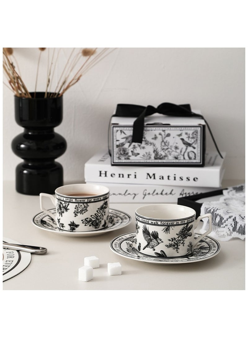 Anna Black and White Printed Ceramic Coffee Mug and Saucer Gift Set - Creative Home Dinnerware - Image 5